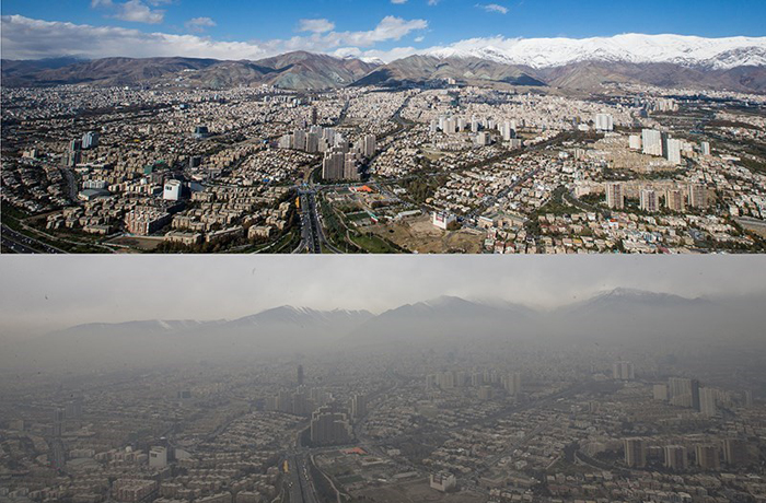 (تصاویر) مقایسه هوای آلوده و پاک تهران (تصاویر) مقایسه هوای آلوده و پاک تهران