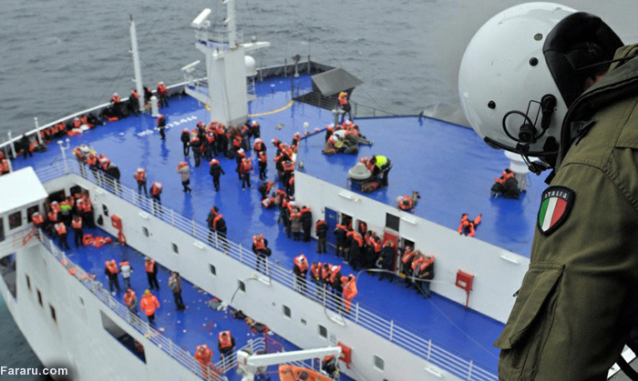 (تصاویر) آتش سوزی کشتی مسافری ایتالیا