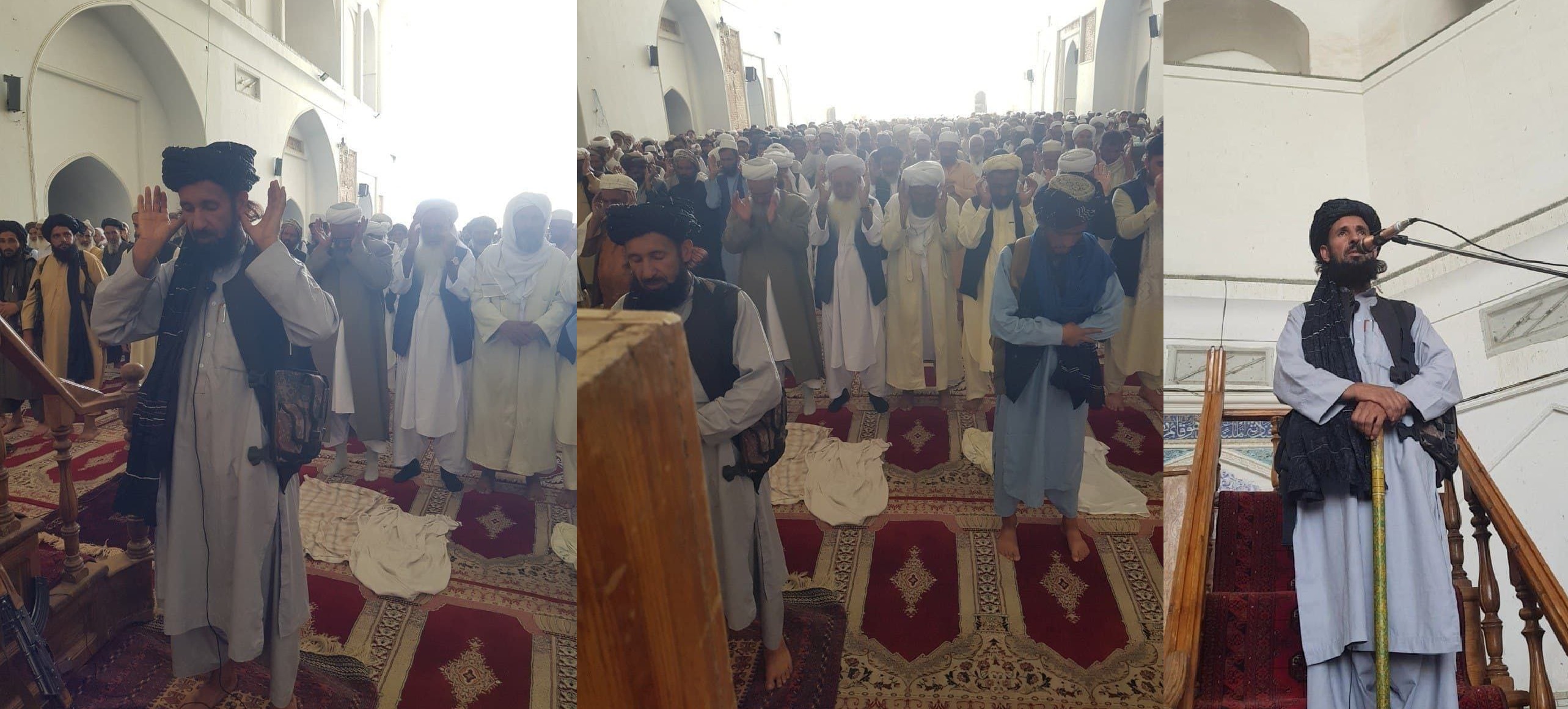 (تصویر) اولین نمازجمعه طالبان در مسجد بزرگ هرات افغانستان