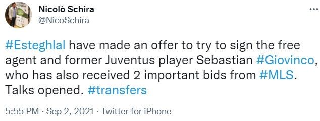 ایتالیایی‌ها تایید کردند: پیشنهاد استقلال به جووینکو