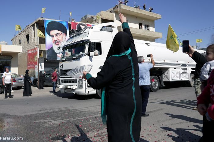 (ویدئو) شادمانی هواداران حزب الله از ورود تانکرهای حامل سوخت از ایران