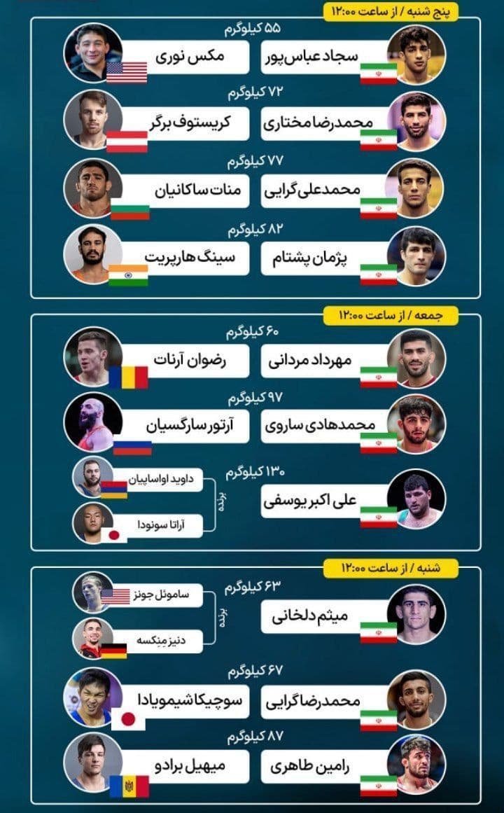 برنامه تیم ملی ایران در مسابقات کشتی فرنگی قهرمانی جهان + ساعت پخش