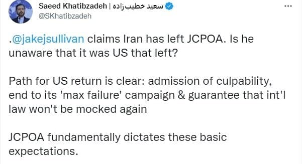 پاسخ ایران به ادعای مشاور امنیت ملی آمریکا درباره برجام