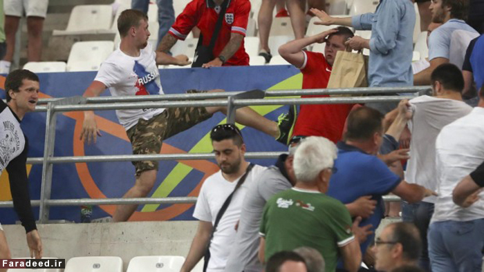 (تصاویر) درگیری شدید هوادارن روسیه و انگلیس