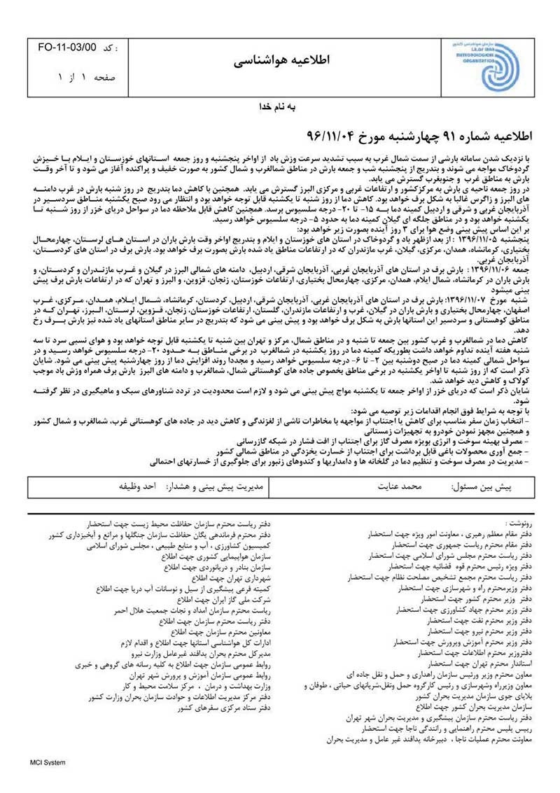 سازمان هواشناسی سند رو کرد!