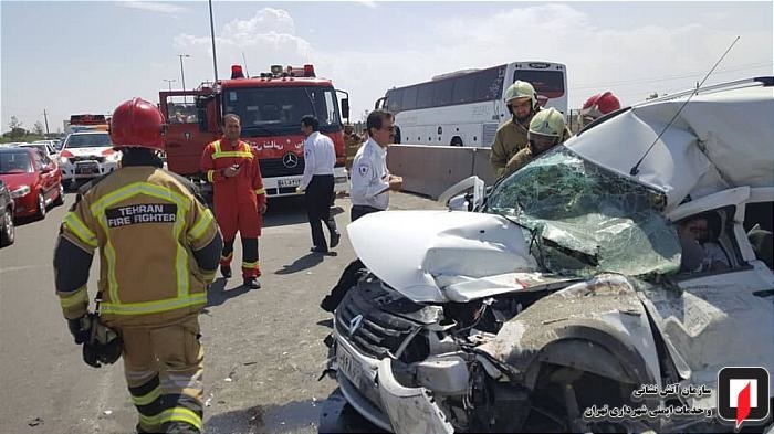 (تصاویر) تصادف شدید ساندرو و مرگ زوج جوان در آزادراه تهران-قم