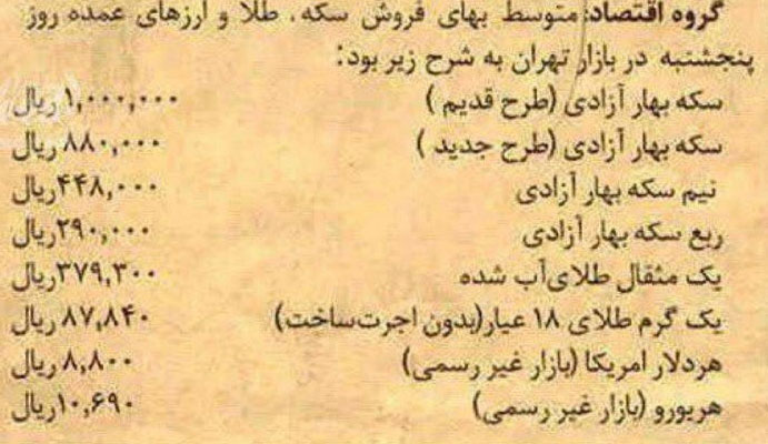 قیمت سکه ودلار؛ شهریور ۱۴ سال پیش قیمت سکه ودلار؛ شهریور ۱۴ سال پیش