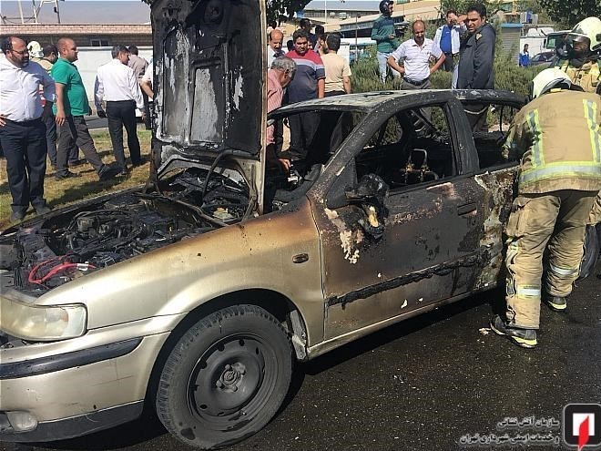 (تصویر) سوختن سمند در جاده مخصوص کرج