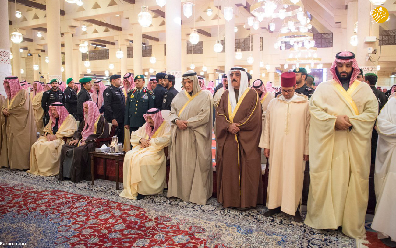 (تصاویر) اندوه ملک سلمان در تشییع جنازه برادرش