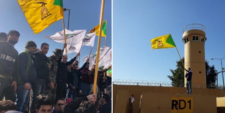 (تصاویر) ناآرامی در مقابل سفارت آمریکا در بغداد