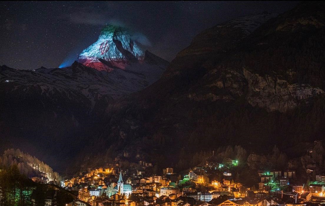 (عکس) تصویر پرچم ایران روی کوهی در سوئیس (عکس) تصویر پرچم ایران روی کوهی در سوئیس