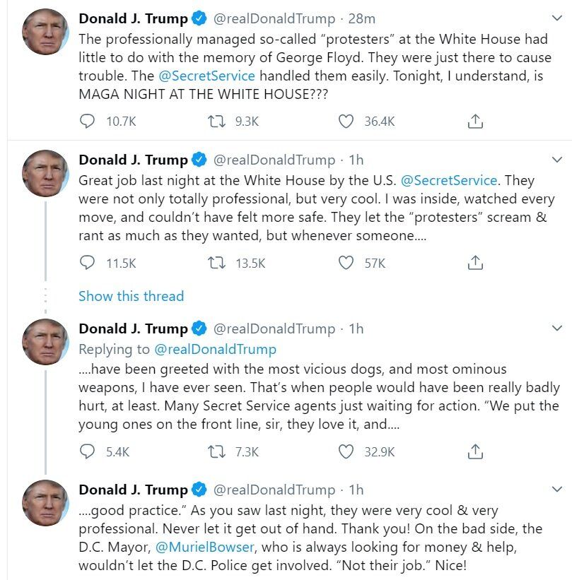 ترامپ: شرورترین سگ‌ها منتظر معترضان هستند!