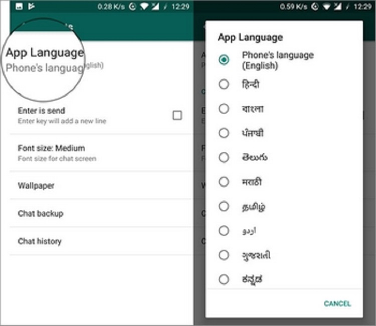 چگونه می‌توان زبان برنامه واتساپ را تغییر داد؟