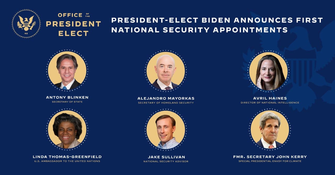 بایدن چند عضو کلیدی کابینه خود را معرفی کرد