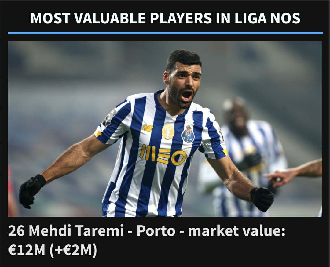 مهدی طارمی بین ارزشمندترین‌های پرتغال