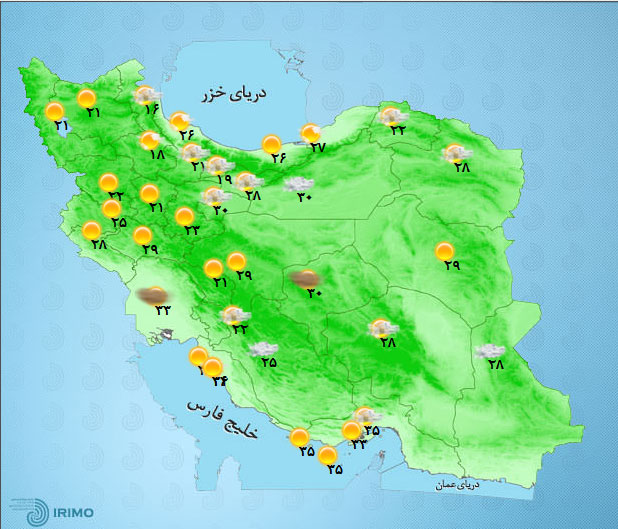 پیش‌بینی وضعیت آب و هوای تهران فردا یکشنبه ۲۷ تیر /////////////////۱۴۰۰