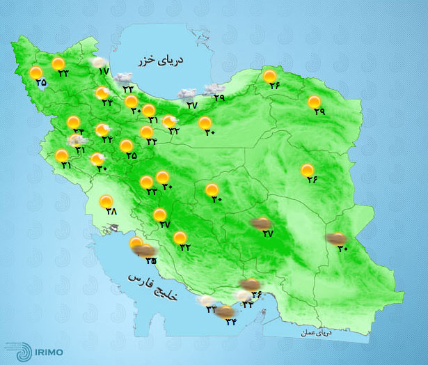 پیش‌بینی وضعیت آب و هوای تهران فردا پنجشنبه ۷ مرداد /////۱۴۰۰