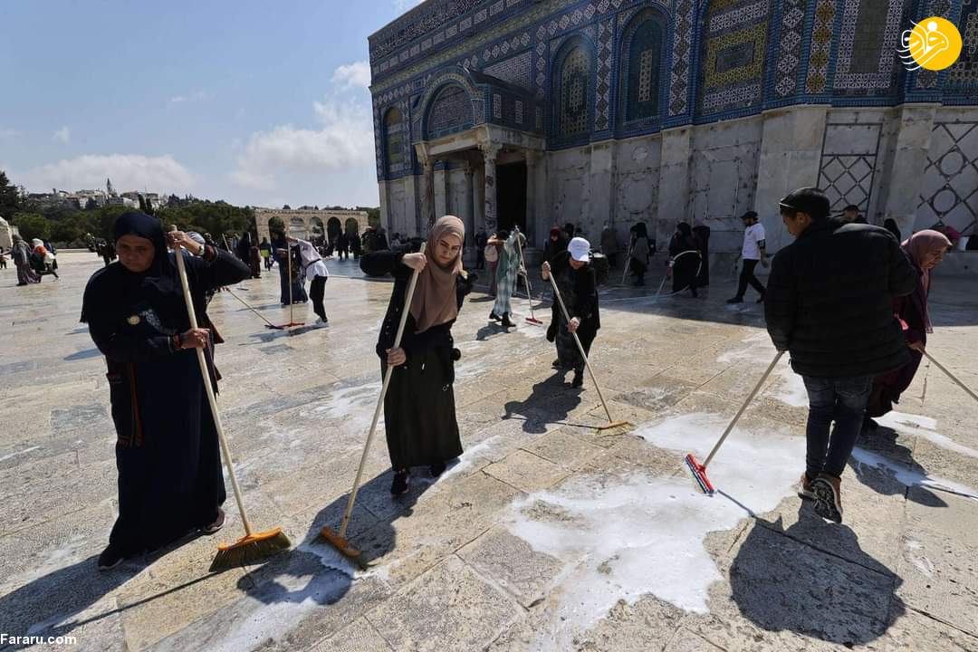 (ویدئو) نظافت مسجد الاقصی در آستانه ماه رمضان (ویدئو) نظافت مسجد الاقصی در آستانه ماه رمضان
