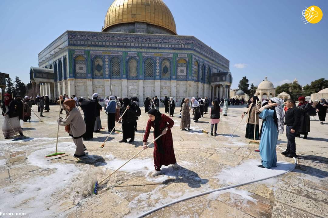 (ویدئو) نظافت مسجد الاقصی در آستانه ماه رمضان (ویدئو) نظافت مسجد الاقصی در آستانه ماه رمضان