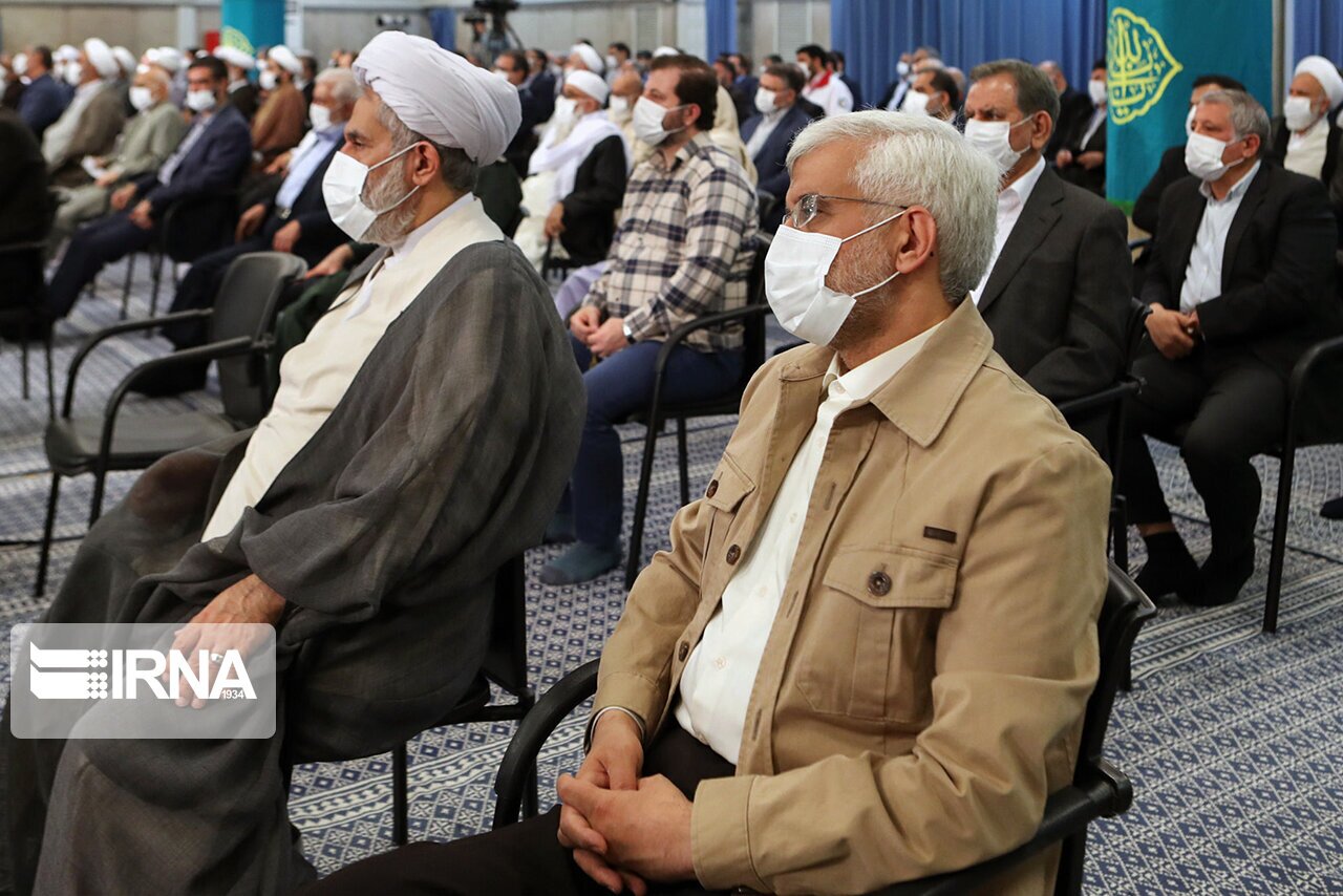 تصاویر روحانی، ناطق‌نوری، لاریجانی و جهانگیری در دیدار با رهبری