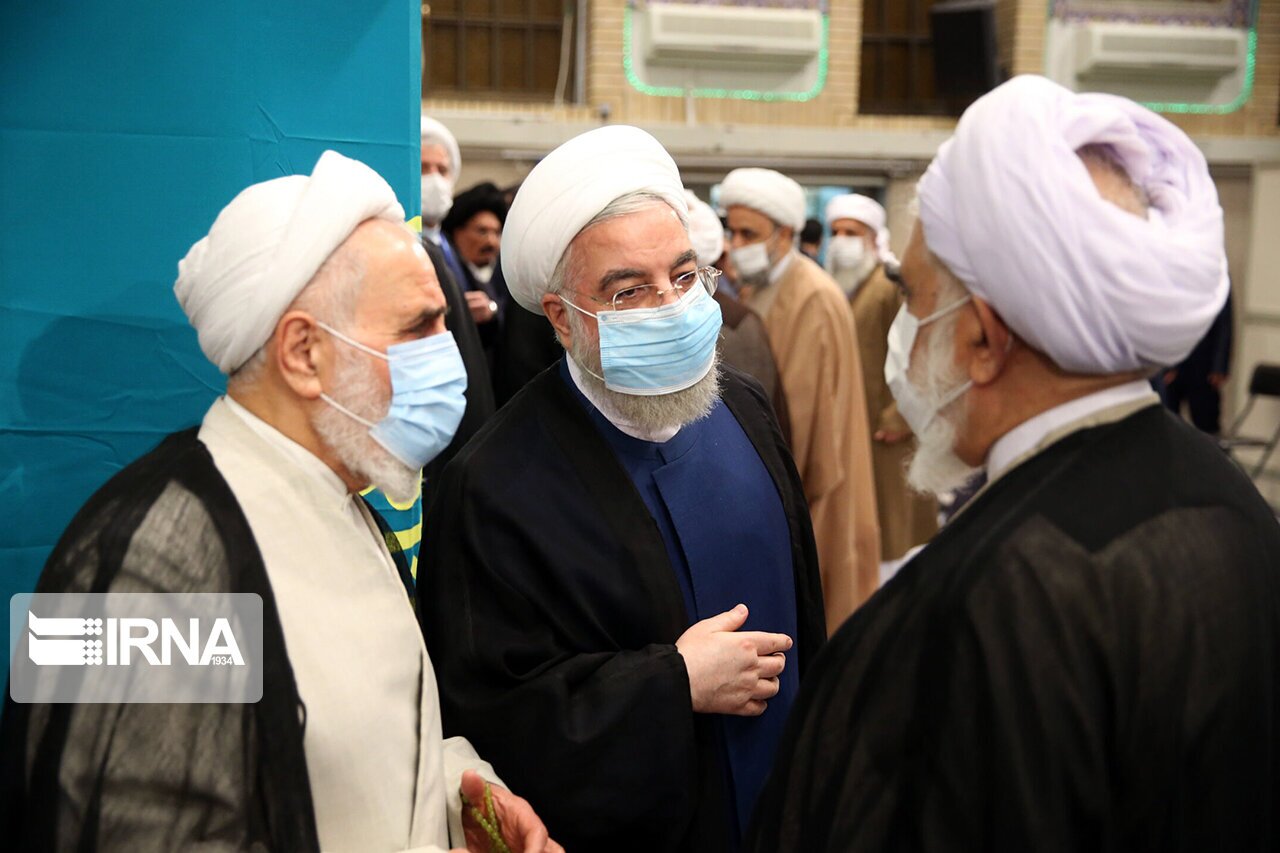 تصاویر روحانی، ناطق‌نوری، لاریجانی و جهانگیری در دیدار با رهبری