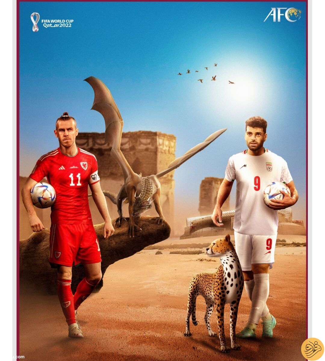 (عکس) پوستر AFC برای بازی ایران و ولز: اژدها یا یوزپلنگ؟