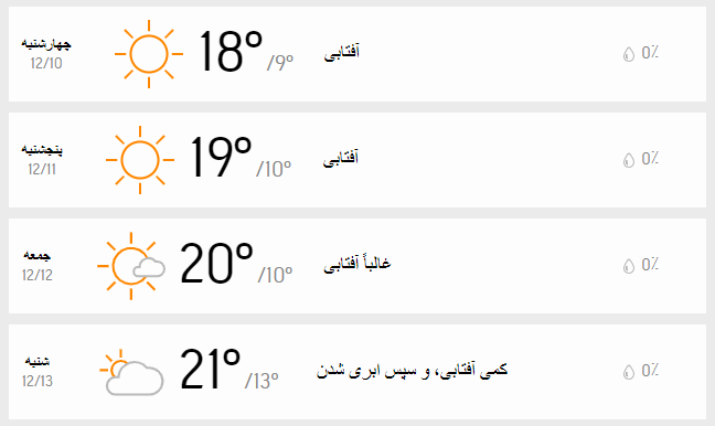 دمای هوای تهران