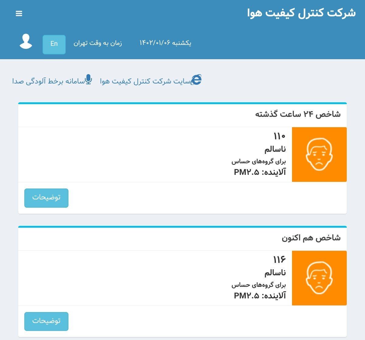 هوای تهران ناسالم برای گروه‌های حساس