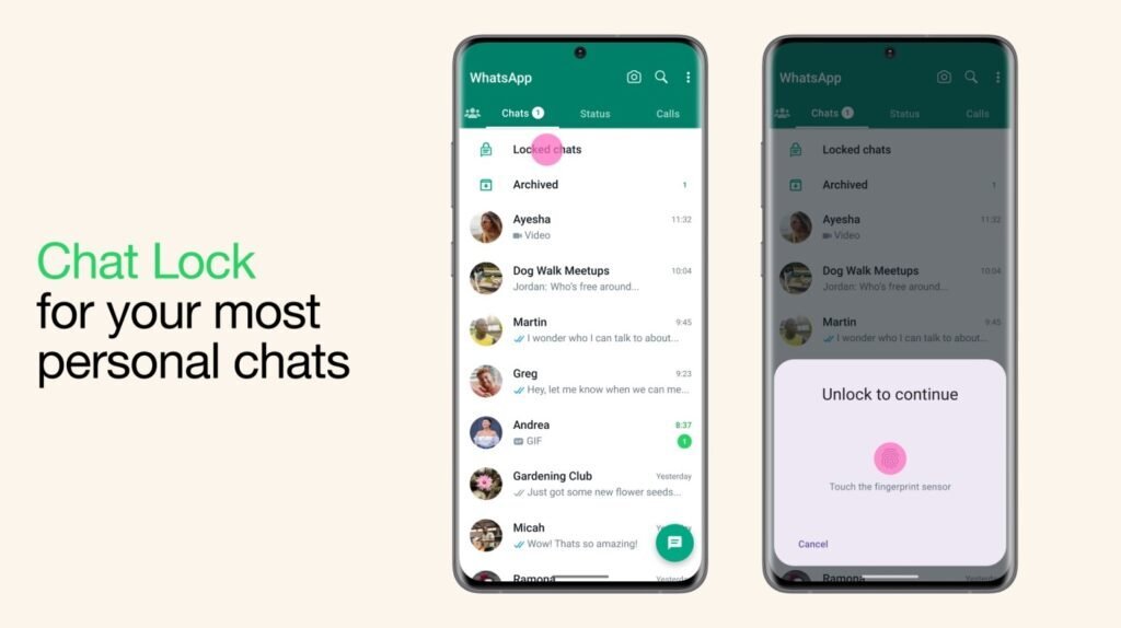 واتساپ قابلیت قفل‌کردن چت‌ها به‌صورت جداگانه را منتشر کرد