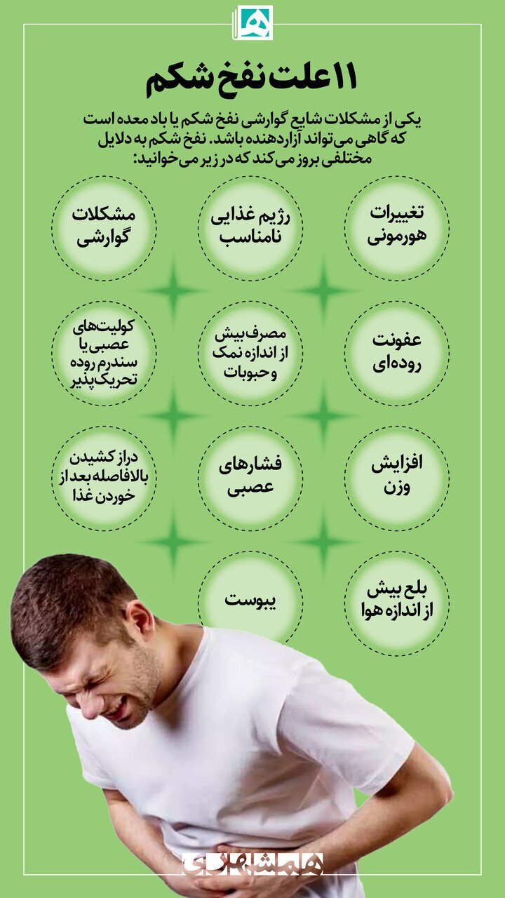 ۱۱ علت نفخ شکم که نمی‌‎دانید