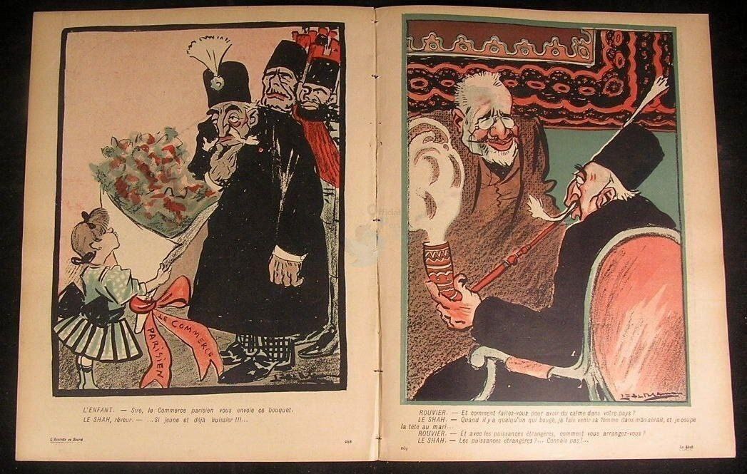 (تصاویر) کاریکاتور مظفرالدین شاه در مجله‌های طنز اروپا