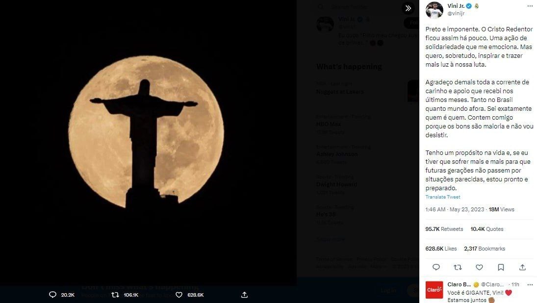 خاموشی مجسمه مسیح در حمایت از وینیسیوس!