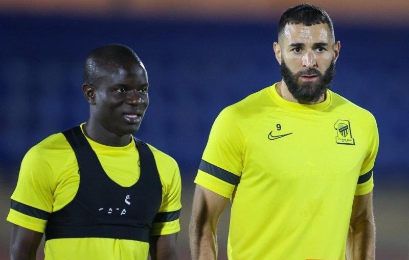 (عکس) کریم بنزما و انگولو کانته در اولین تمرین الاتحاد