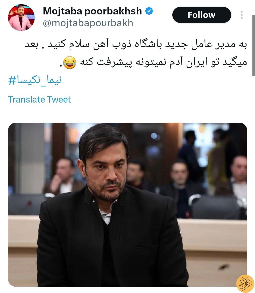 (عکس) کنایه تندوتیز مجری اخراجی تلویزیون به نیما نکیسا