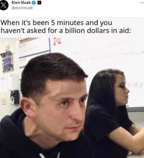 (عکس) تمسخر زلنسکی توسط ایلان ماسک