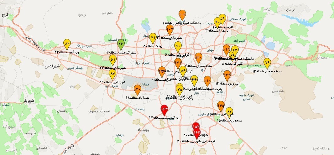 هوای تهران در وضعیت قابل قبول