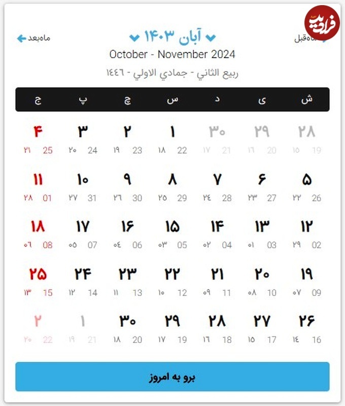 تقویم کامل سال ۱۴۰۳؛ تقویم ماه به ماه ۱۴۰۳ به همراه مناسبت‌ها و تعطیلی‌ها