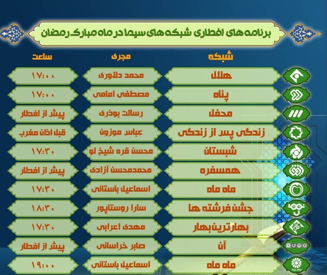 همه برنامه‌های سحر و افطار تلویزیون