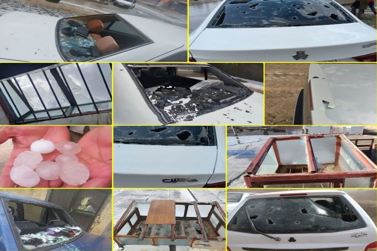 خسارت تگرگ به منازل و خودرو‌ها در شهر مرزی درح _سربیشه خراسان جنوبی