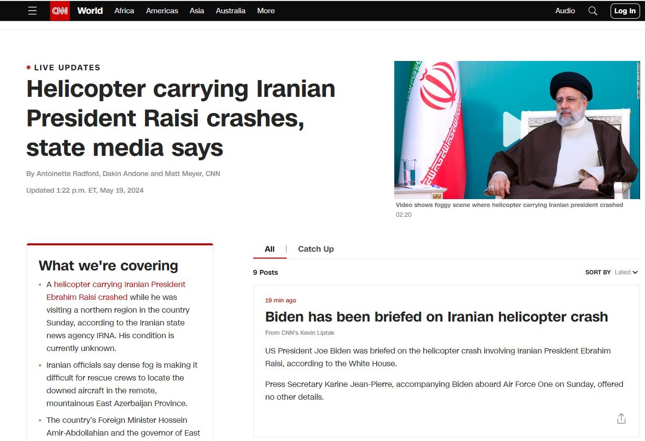 اولین واکنش بایدن به سانحه سقوط بالگرد رئیس جمهور؟