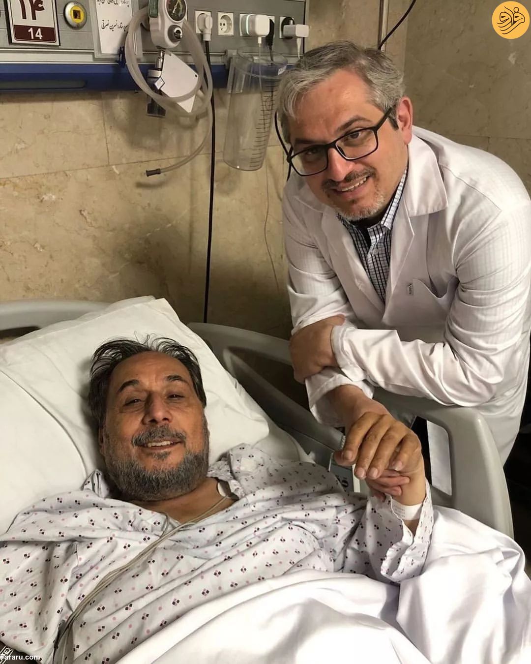 اولین تصویر از عنو قناد پس از جراحی در بیمارستان