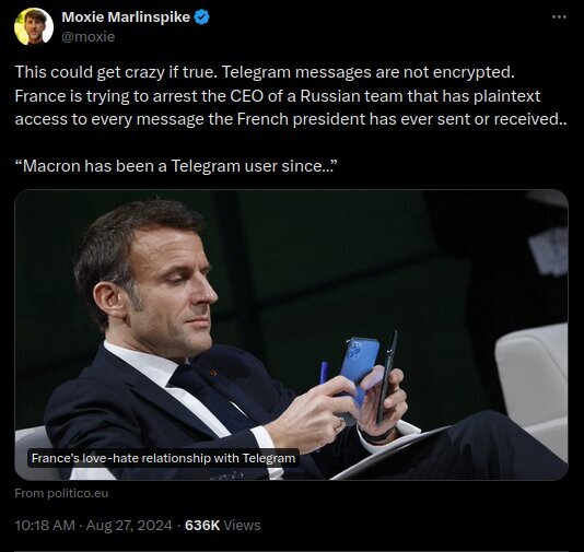 پای مکرون به ماجرای دستگیری موسس تلگرام باز شد