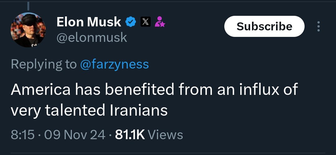 ایلان ماسک: آمریکا از ورود پرشمار ایرانیان با استعداد، بهره برده است