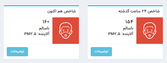 شاخص آلودگی هوای تهران؛ ۱۷ آذر